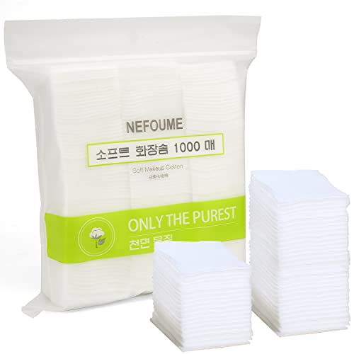 1000 PCS Thin Makeup Facial Cotton Pads Square Makeup Remover Cotton Pads Facial Eye Lip Nail Polish Makeup Remover NonWoven Cotton Lint Free