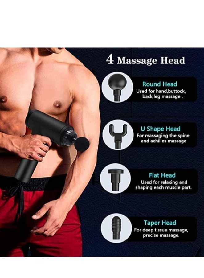 Massage Gun, Percussion Muscle Massager Deep Tissue Massage Gun for Pain Relief with 4 Massage Heads 6 Speed High-Intensity Vibration Super Quiet Cordless Handheld (BLACK) - Image 3
