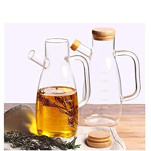 Ezalla Borosilicate Glass Oil Dispenser and Stoppers Bottle with Handle Capacity900 ml Transparent Pack of 1 - Image 3