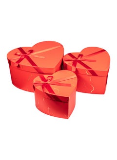 Gulf Flowers Gulf Flowers Heart-Shaped Flower Box Set – 3pcs Red Gift Boxes (23x13, 26x14.5, 29x16cm) – Decorative Floral Packaging for Gifts, Bouquets, Weddings & Valentine’s Day 