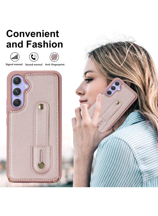 S-TOP Case For Samsung Galaxy S24+ 5G Wristband Vertical Flip Wallet Back Cover Phone Case with Long Lanyard - Image 4