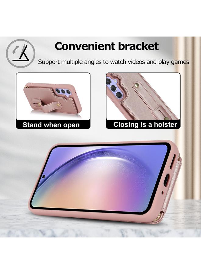 S-TOP Case For Samsung Galaxy S24+ 5G Wristband Vertical Flip Wallet Back Cover Phone Case with Long Lanyard - Image 5