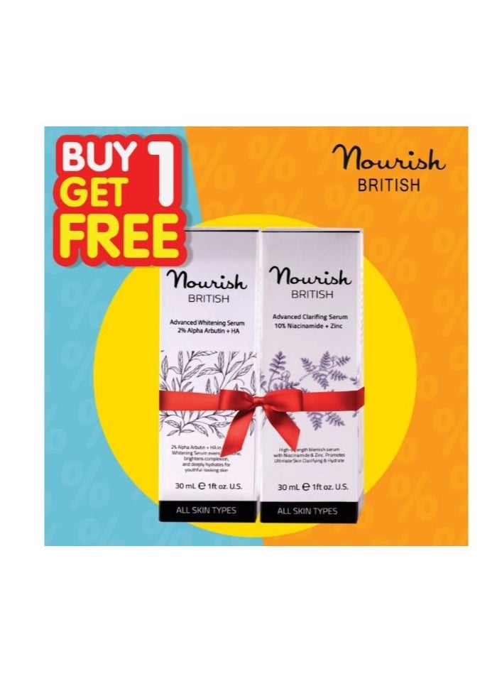 Nourish - 10% Niacinamide + 2% Alpha Arbutin Serums ( Buy One Get One) - 2*30ml - Image 1