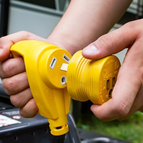 Camco PowerGrip 30AM15AF Camper  RV Electrical Adapter Features 30amp male NEMA TT30P  15amp female NEMA 515R Connections  Designed wNonSlip Grooves for Easy Removal  125V1875W 55233 - Image 4