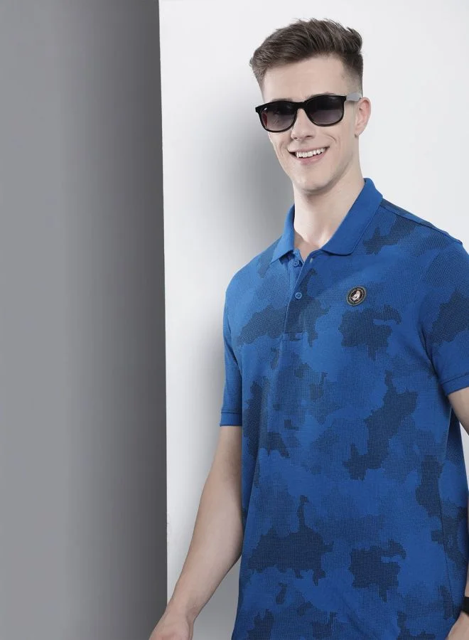 The Indian Garage Co Men Slim Fit Abstract Printed Polo Collar Tshirt