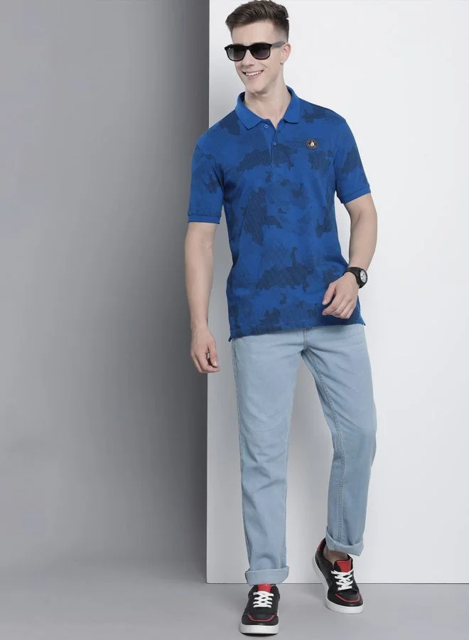 The Indian Garage Co Men Slim Fit Abstract Printed Polo Collar Tshirt