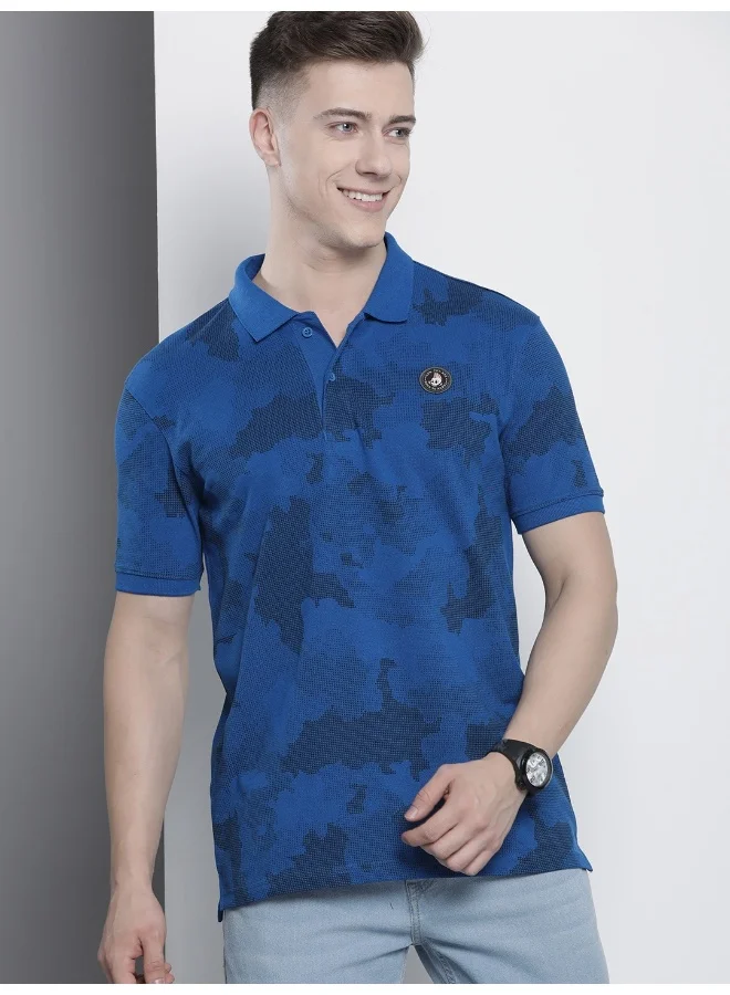 The Indian Garage Co Men Slim Fit Abstract Printed Polo Collar Tshirt