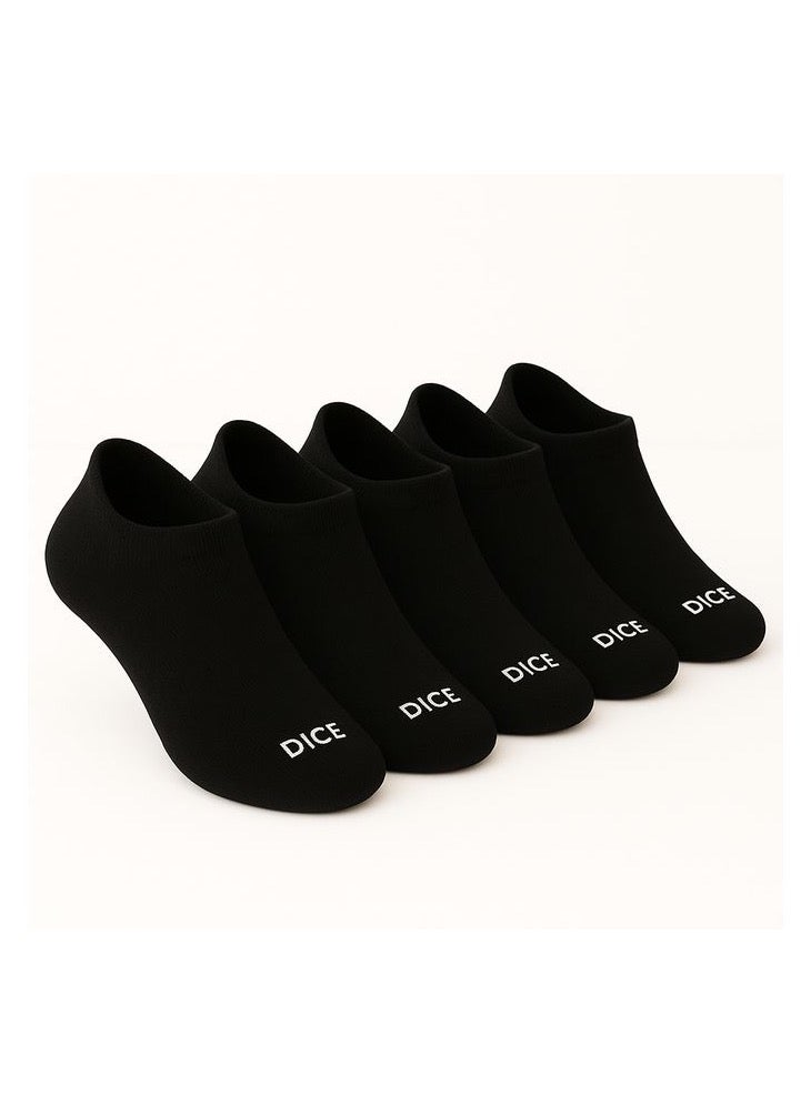 DICE Men Low Cut Sport Socks Bundle of 5 Black Socks - Image 2
