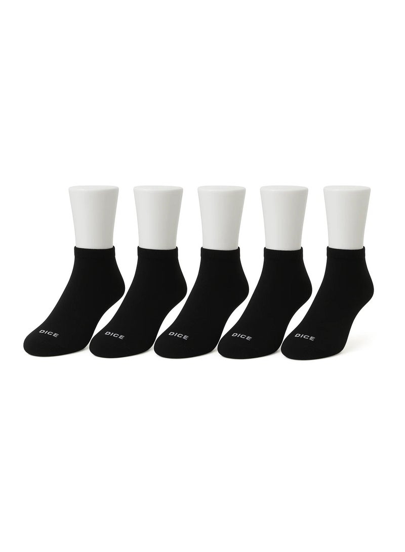 DICE Men Low Cut Sport Socks Bundle of 5 Black Socks - Image 1