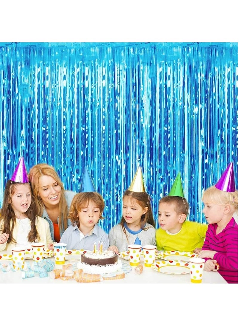 MARKQ Light Blue Foil Fringe Curtain | 1 x 2-meter Metallic Tinsel Streamers Party Backdrop for Halloween, Baby Shower, Wedding, Eid, Graduation, Birthday Party Decorations [Pack of 2] - Image 3
