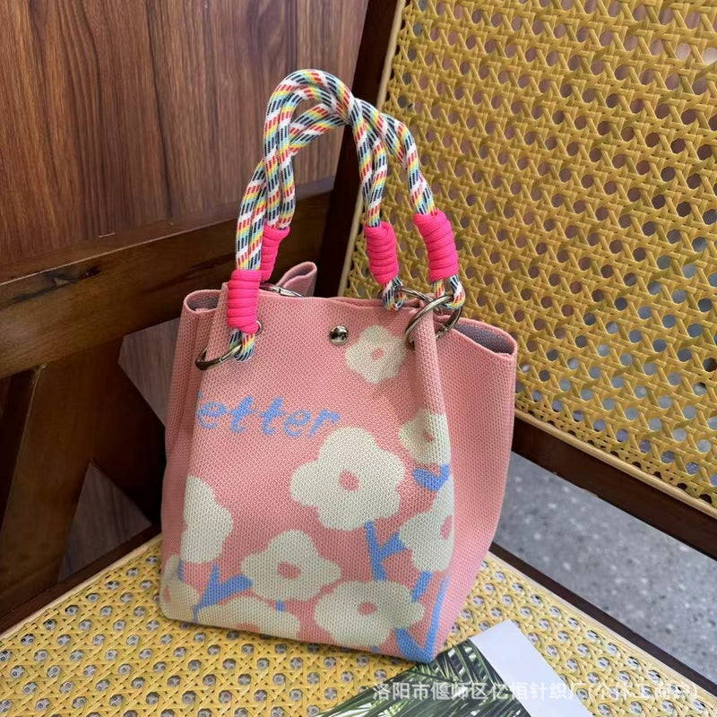 Niche Design Knitted Handbag Tote Bag Ethnic Style Fashionable Versatile Large Capacity Knitted Shoulder Handbag - Image 1