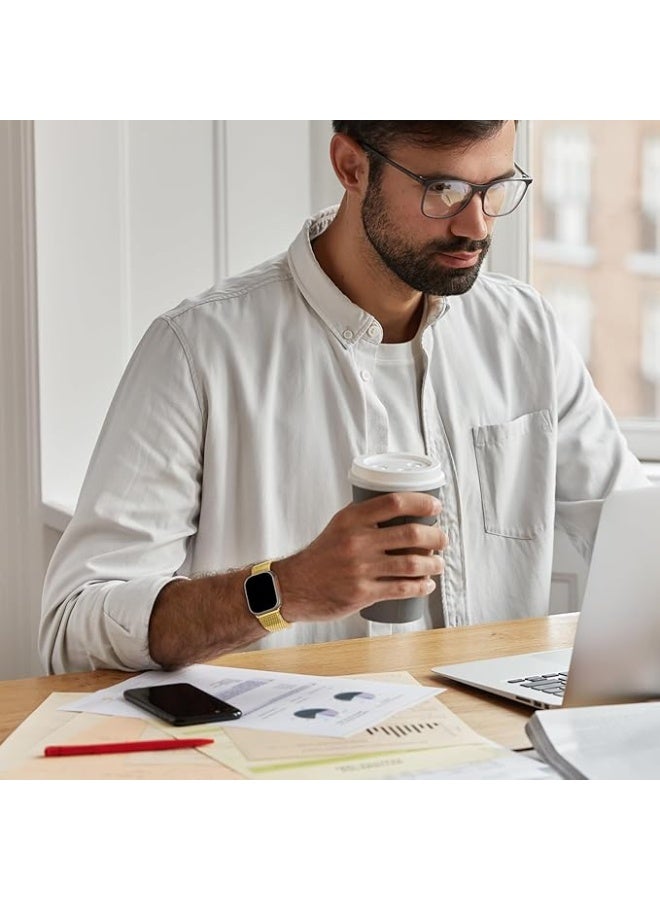 نيو متوافق مع سوار ساعة Apple Watch مقاس 49 مم للنساء والرجال، سوار معصم معدني مغناطيسي من الفولاذ المقاوم للصدأ متوافق مع سلسلة iWatch Ultra - Image 3