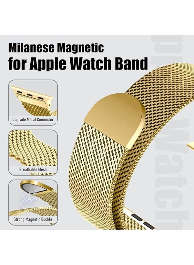 نيو متوافق مع سوار ساعة Apple Watch مقاس 49 مم للنساء والرجال، سوار معصم معدني مغناطيسي من الفولاذ المقاوم للصدأ متوافق مع سلسلة iWatch Ultra - Image 5