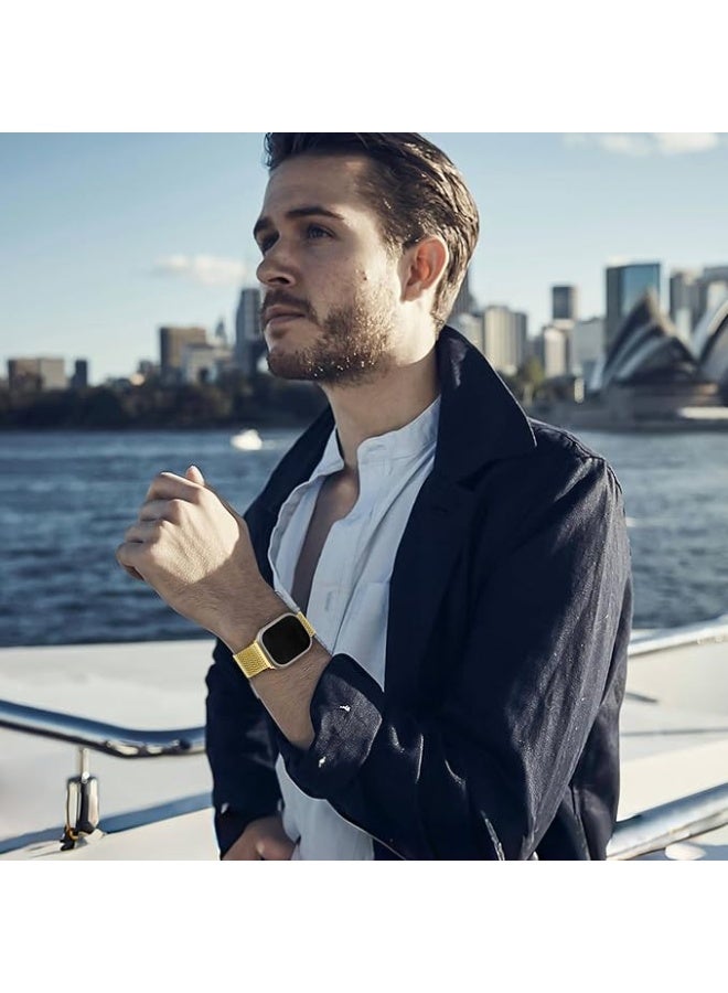 نيو متوافق مع سوار ساعة Apple Watch مقاس 49 مم للنساء والرجال، سوار معصم معدني مغناطيسي من الفولاذ المقاوم للصدأ متوافق مع سلسلة iWatch Ultra - Image 2