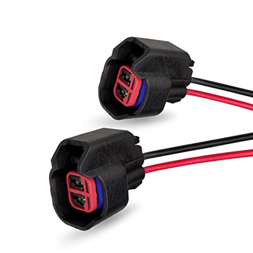 Yonput 2 PCS EV6 EV14 Injector Connector with Wire, Standard Motor Products Fuel Injector Connector, Compatible with most vehicles (Black) - Image 1