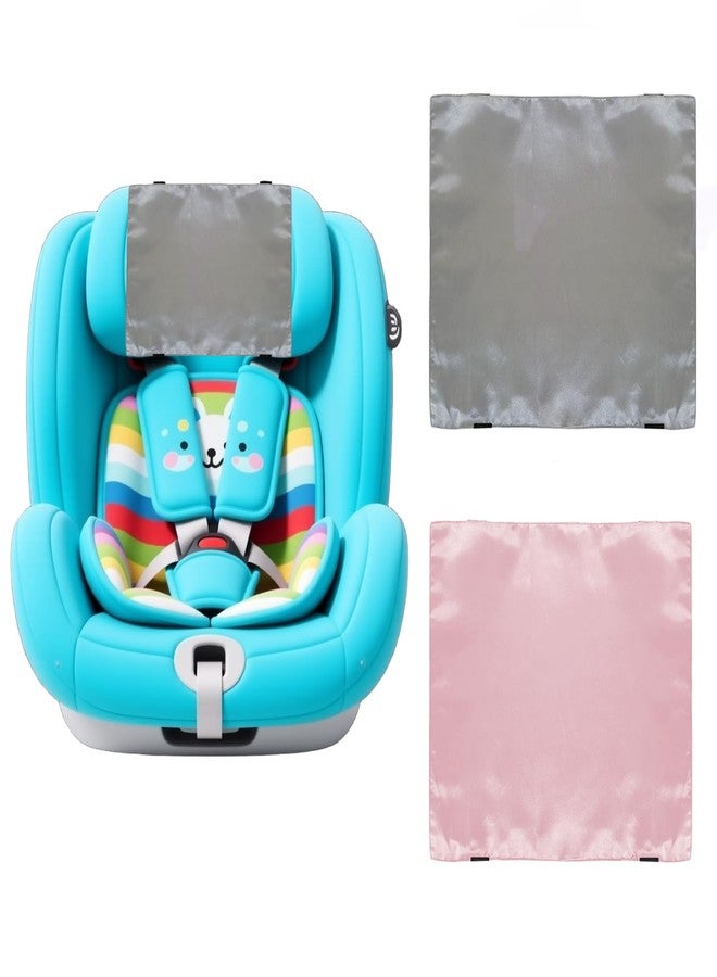 Josuyofo 2 Pack Satin Car Seat Headrest Cover for Babies, Soft Silk Feeling Hair Protector for Infant Car Seats & Strollers,Reduce Frizz & Bald Spots (Gray & Pink) - Image 1