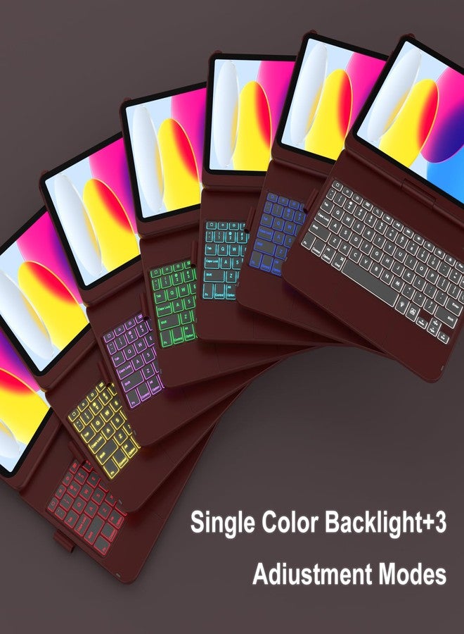 amzcase جراب لوحة مفاتيح AMZCASE مزود بلوحة لمس لجهاز iPad (A16) من الجيلين العاشر والحادي عشر، بإضاءة خلفية قابلة للدوران 360 درجة، غطاء كمبيوتر محمول للجيل العاشر 10.9 بوصة 2022 مع خاصية التنبيه الذكي، حامل قلم، لون أحمر قرمزي - Image 3