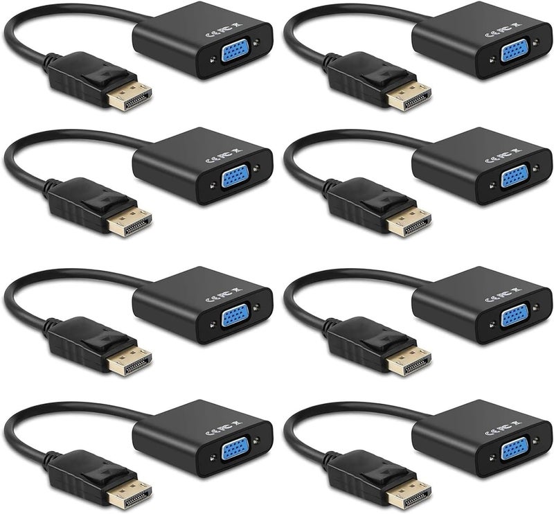 Ankey Display Port to VGA Adapter,8 Pack Gold-Plated DisplayPort DP to VGA Converter (Male to Female) for Computer, Desktop, Laptop, PC, Monitor, Projector, HDTV - Image 1