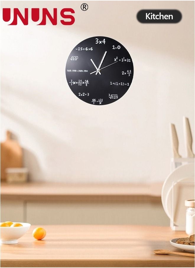 UNUNS - 12 Inch Math Wall Clock, Unique Art Design, Mathematical Equations Wall Clock, Quartz Clock Unique Gift for Classroom Home Office - Image 1