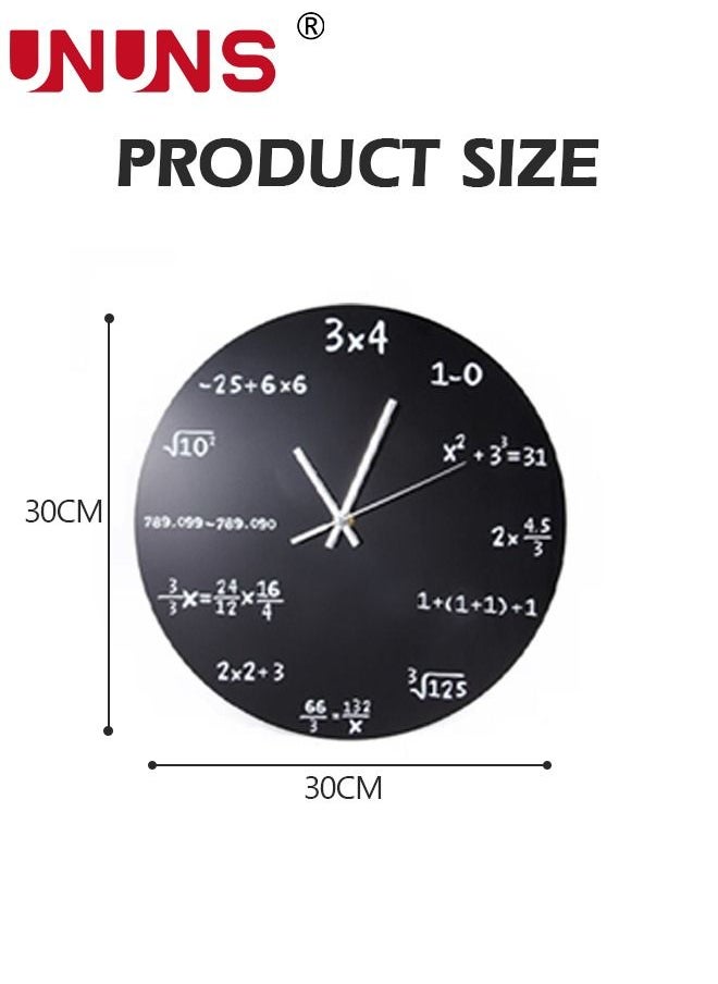 UNUNS - 12 Inch Math Wall Clock, Unique Art Design, Mathematical Equations Wall Clock, Quartz Clock Unique Gift for Classroom Home Office - Image 1