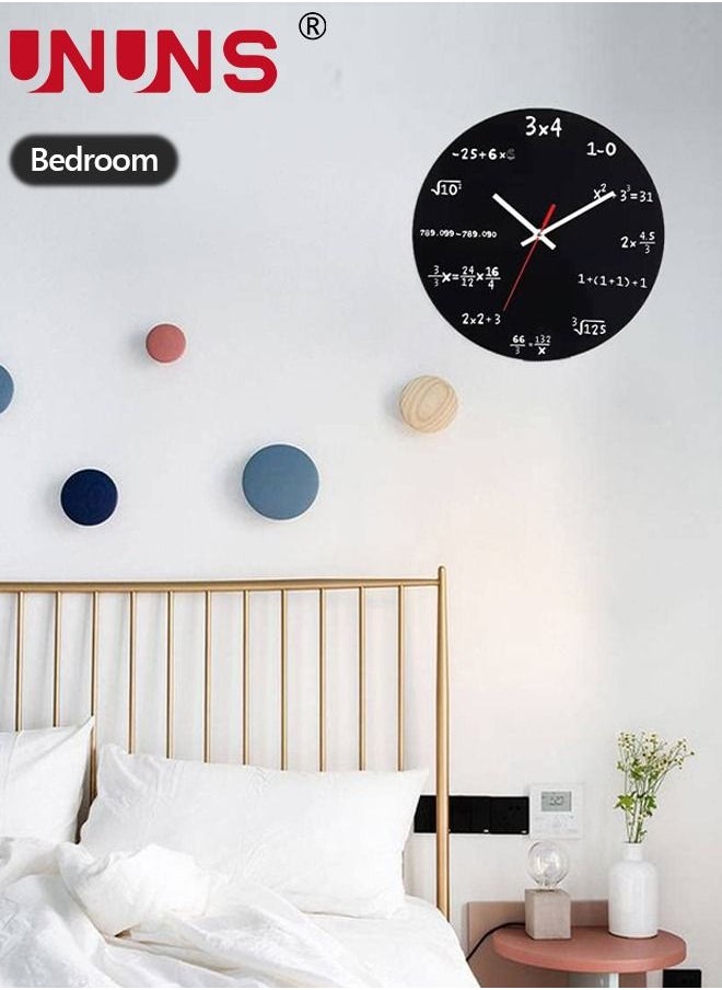 UNUNS - 12 Inch Math Wall Clock, Unique Art Design, Mathematical Equations Wall Clock, Quartz Clock Unique Gift for Classroom Home Office - Image 1