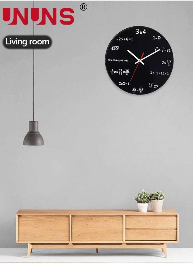 UNUNS - 12 Inch Math Wall Clock, Unique Art Design, Mathematical Equations Wall Clock, Quartz Clock Unique Gift for Classroom Home Office - Image 1