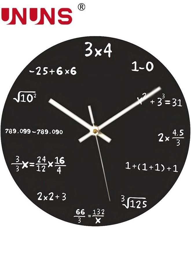 UNUNS - 12 Inch Math Wall Clock, Unique Art Design, Mathematical Equations Wall Clock, Quartz Clock Unique Gift for Classroom Home Office - Image 1