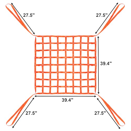 Bekith Safety Lifting Net Straps, 3.28'x3.28' Cargo Lifting Net, Flat Nylon Sling Hoisting Net for Construction Moving Hoisting Loading Unloading, 661lbs Load Capacity - Image 2