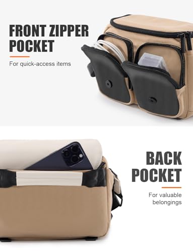 Cwatcun Camera Shoulder Bag Compact Camera Case, Small Waterproof Camera Messenger Bag with Tripod Holder, Travel Photography Bag for Canon, Nikon, Sony, Fuji DSLR/SLR/Mirrorless Camera, Lens - Image 4