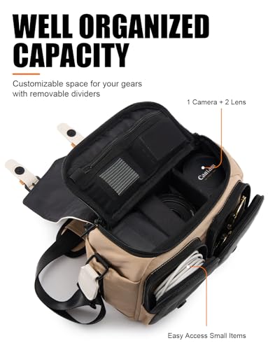 Cwatcun Camera Shoulder Bag Compact Camera Case, Small Waterproof Camera Messenger Bag with Tripod Holder, Travel Photography Bag for Canon, Nikon, Sony, Fuji DSLR/SLR/Mirrorless Camera, Lens - Image 3