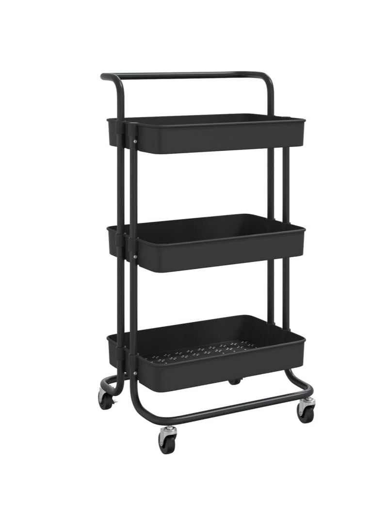 ALMUFARREJ 3-Tier Utility Cart Rolling Storage Shelf Black 43x36x87cm  - Image 1