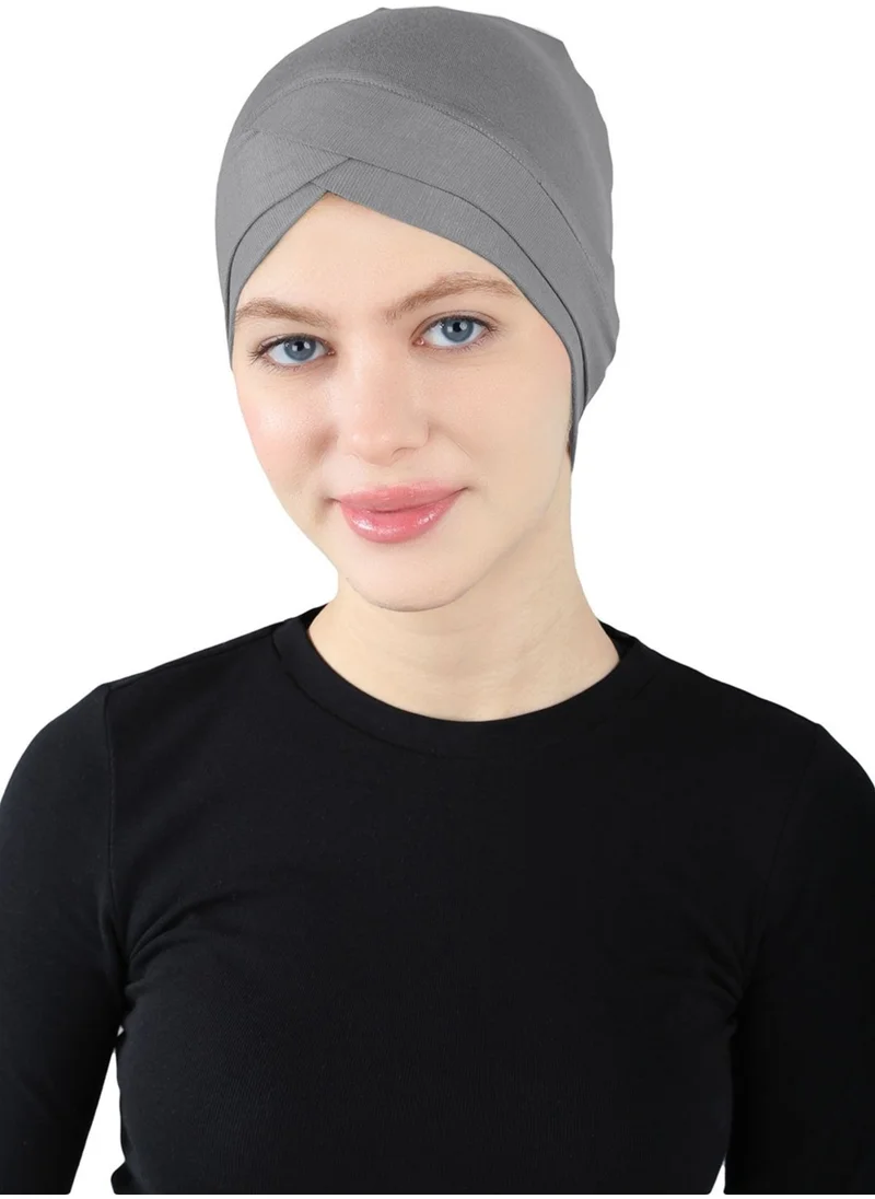 Ecardin Cross Fitted Bonnet - St 060 Dark Grey