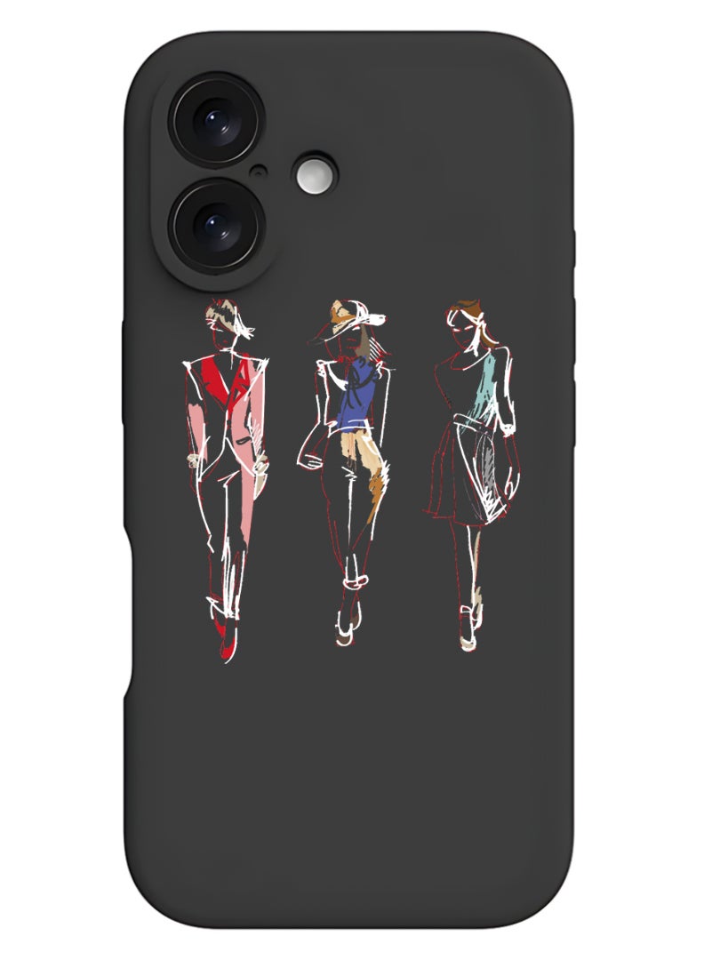 Theodor iPhone 16 Black Protective Slim Fit Case Liquid Silicone Cover with Full Body Protection Anti-Scratch Shockproof Case For iPhone - Fashion white - Image 1