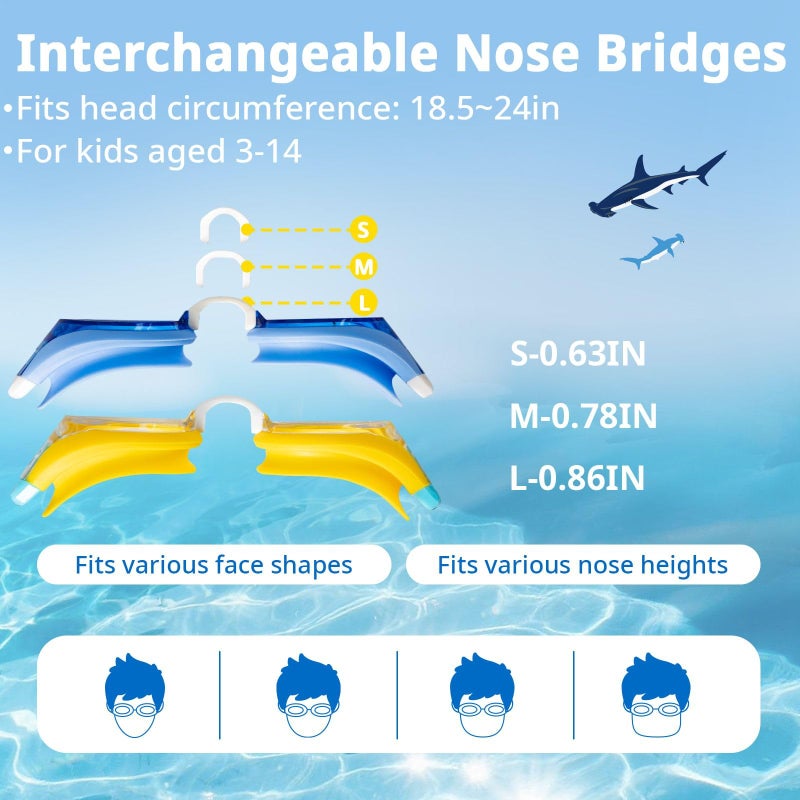 Pixel Panda 2 Pack Kids Swim Goggles with Fabric Strap for 3-14 Anti-Fog Anti-UV, No Leak No Hair Pulling Swimming Goggles Boys Girls Youth Toddlers Pool Water Protection(Blue and Yellow) - Image 5