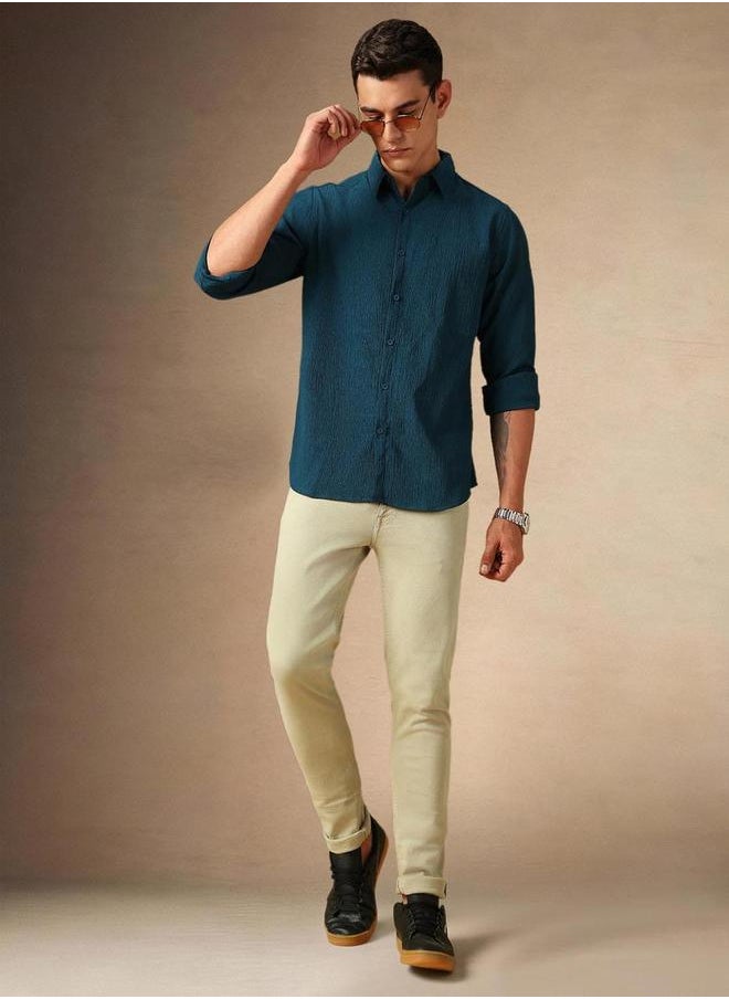 Dennis Lingo Textured Button Down Casual Shirt by Styli  - Image 5