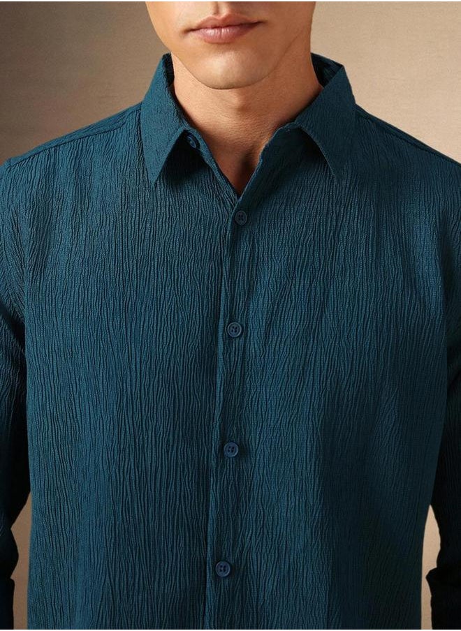 Dennis Lingo Textured Button Down Casual Shirt by Styli  - Image 3