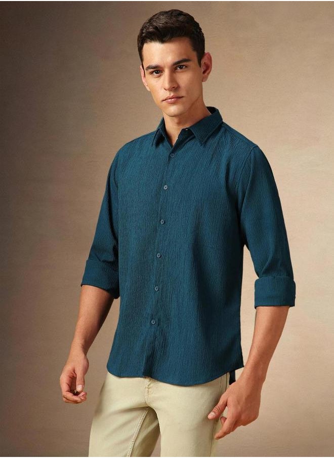 Dennis Lingo Textured Button Down Casual Shirt by Styli  - Image 1