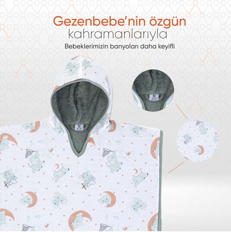 Gezenbebe Hero Patterned Muslin & Towel Baby Poncho Koala