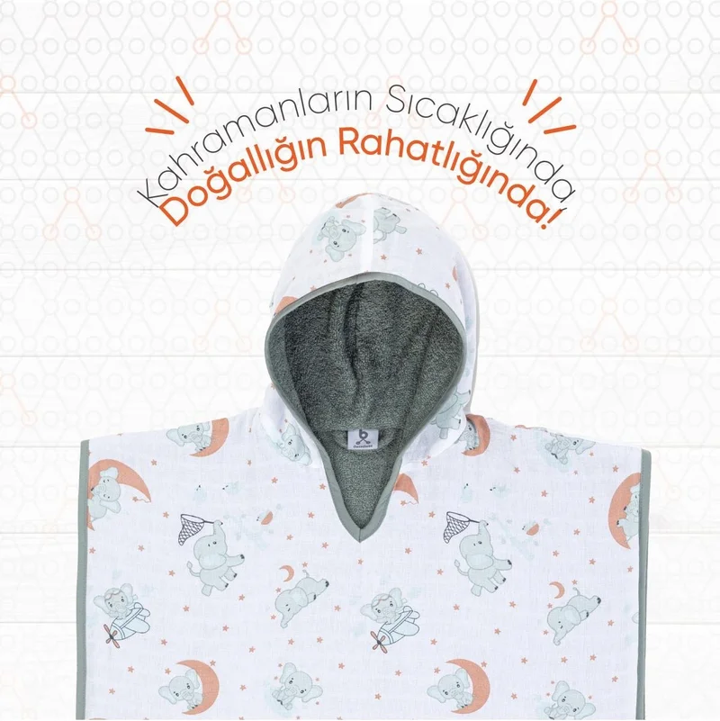 Gezenbebe Hero Patterned Muslin & Towel Baby Poncho Koala