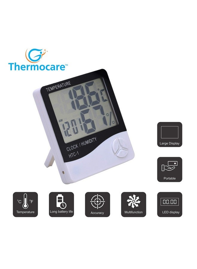 Thermocare Plastic Abstract LCD Temperature Clock (White)(3.9Wx3.9Lx3.9H Inches) ,Pack of 1 - Image 2