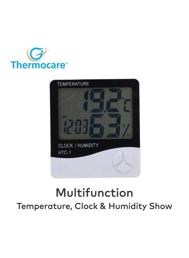 Thermocare Plastic Abstract LCD Temperature Clock (White)(3.9Wx3.9Lx3.9H Inches) ,Pack of 1 - Image 3