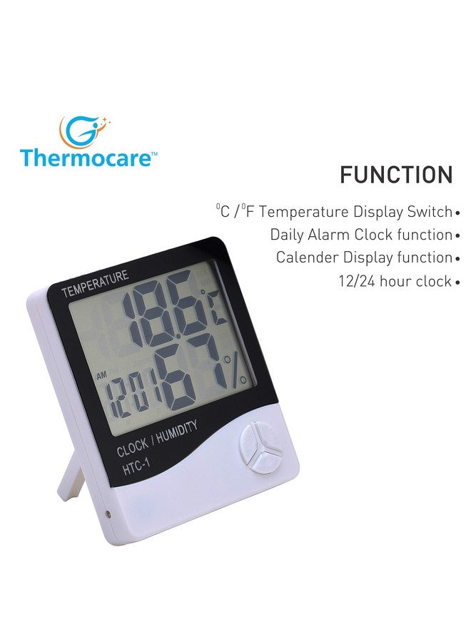 Thermocare Plastic Abstract LCD Temperature Clock (White)(3.9Wx3.9Lx3.9H Inches) ,Pack of 1 - Image 4