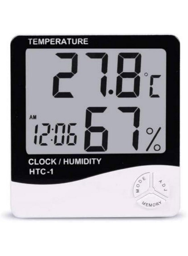 Thermocare Plastic Abstract LCD Temperature Clock (White)(3.9Wx3.9Lx3.9H Inches) ,Pack of 1 - Image 1