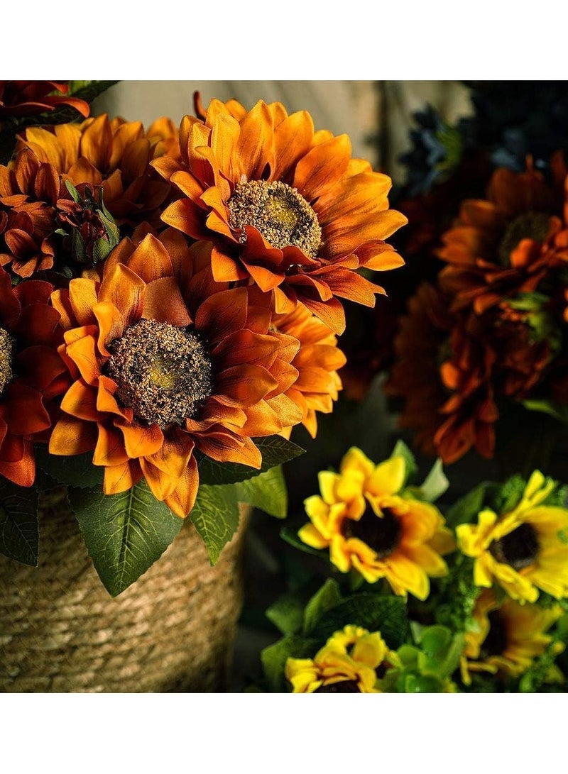 Excefore Sunflowers Artificial Flowers 2 Pack Sunflower Autumn Flower for Decoration, 9 Floral Heads Faux Flowers Bunch for Home Decor - Image 3