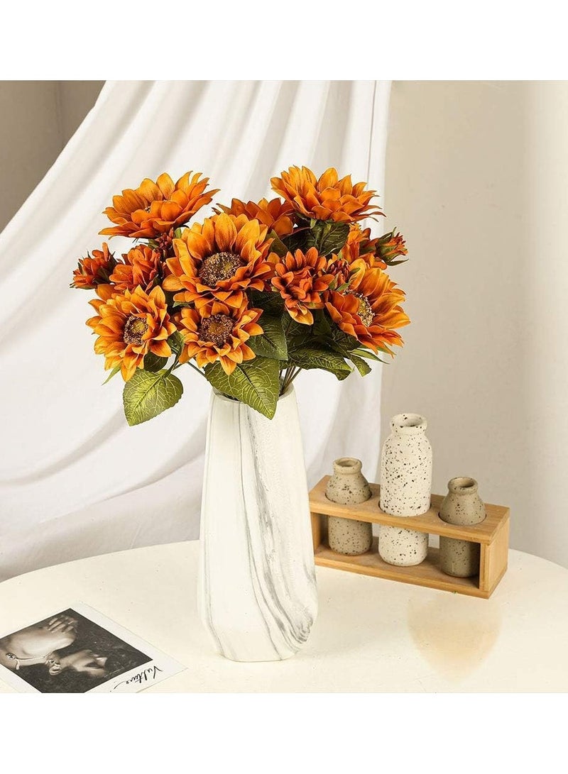 Excefore Sunflowers Artificial Flowers 2 Pack Sunflower Autumn Flower for Decoration, 9 Floral Heads Faux Flowers Bunch for Home Decor - Image 2