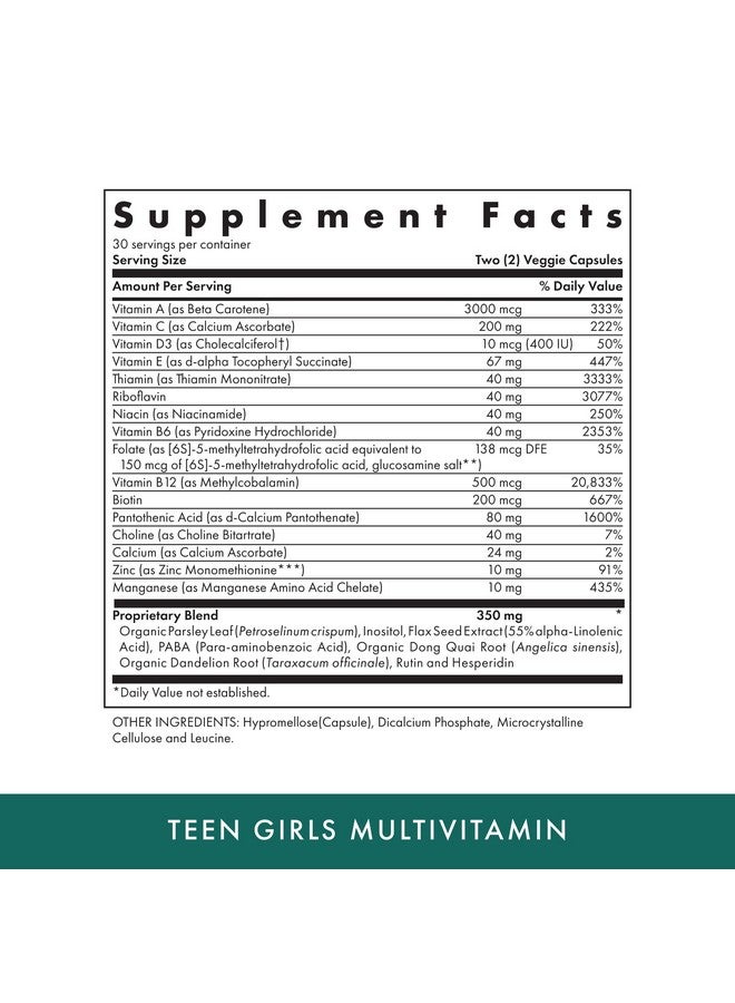 MICHAEL'S Health Naturopathic Programs Teen Girls Multivitamin - 60 Vegetarian Capsules - Nutrients for Healthy Growth & Development - Kosher - 30 Servings - Image 2
