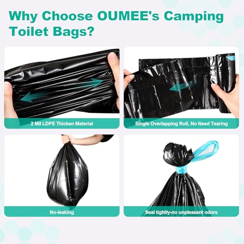 Oumee 50 Portable Toilet Bags with 50 Poo Gel Set, 8 Gallon Camping Toilet Bags with Absorbent Gels, Waste Bags, Portable Trash Bag for Camping Potty, Rvs Travel (Lemon-[50Bags+50Gel Packets]) - Image 3