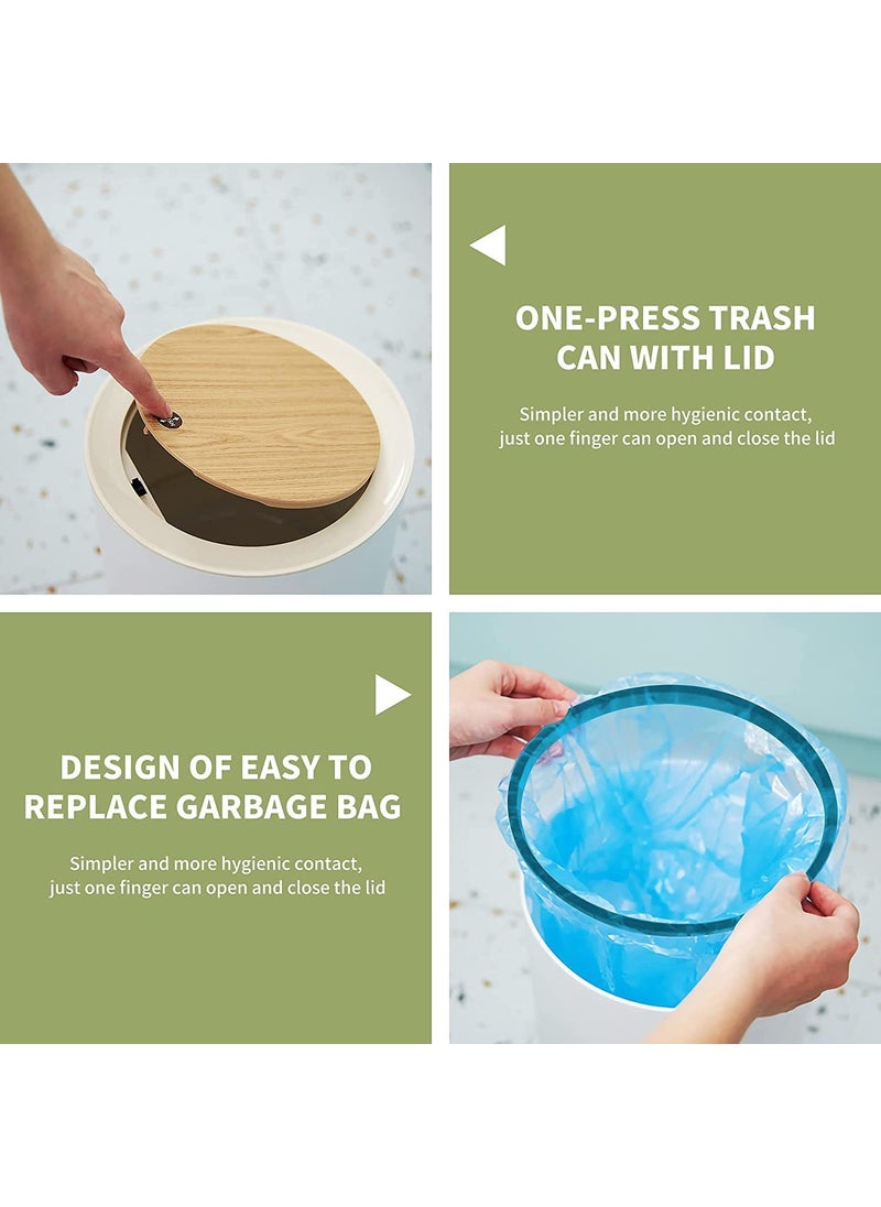 JUVIW JUVIW Recycling Mini Desktop Trash Can with Lid Adorable PushButton Cleaning Wastebasket Bin for Countertop Office and Coffee Bar White  - Image 5