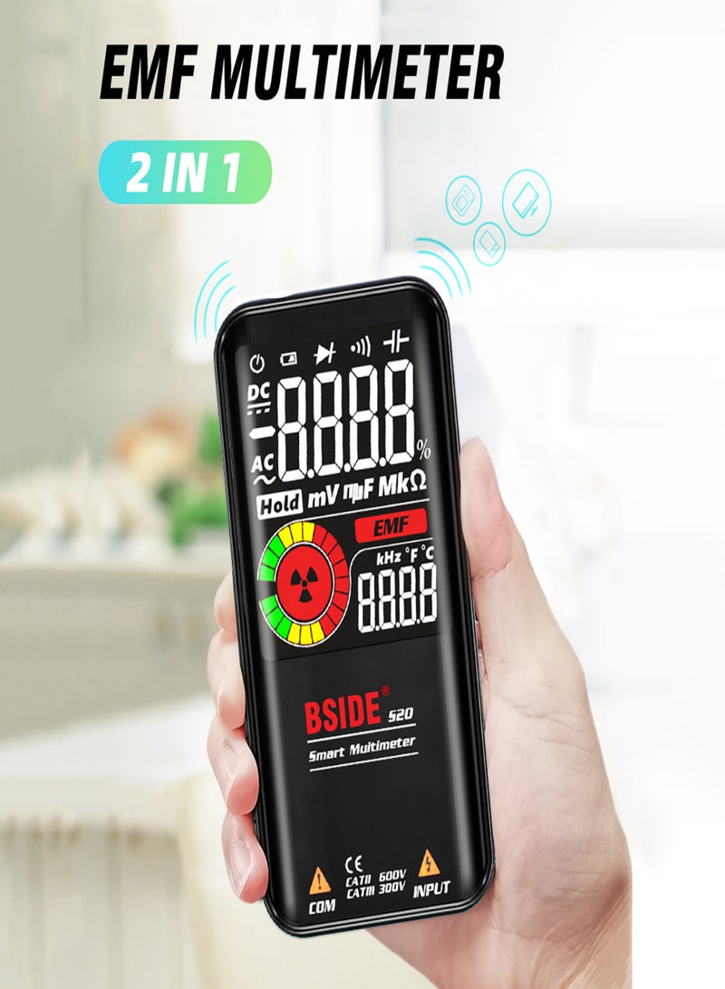 BSIDE S20 Intelligent EMF Multimeter Electromagnetic Radiation Detector 3.5-inch Colored Display 9999 Counts Auto Range Rechargeable Universal Meter Radiation Monitor AC/DC Voltmeter Ohmmeter Test Resistance Capacitance Frequency Diode Continuity Fir - Image 4