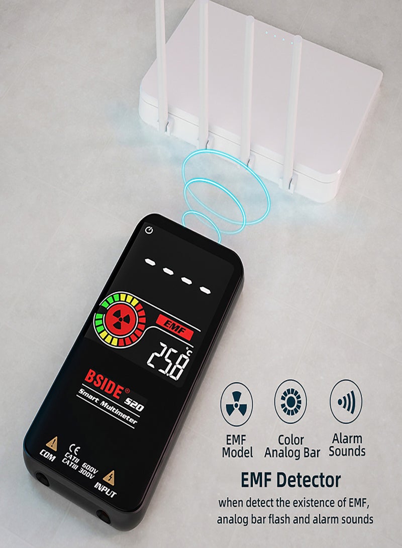 BSIDE S20 Intelligent EMF Multimeter Electromagnetic Radiation Detector 3.5-inch Colored Display 9999 Counts Auto Range Rechargeable Universal Meter Radiation Monitor AC/DC Voltmeter Ohmmeter Test Resistance Capacitance Frequency Diode Continuity Fir - Image 5